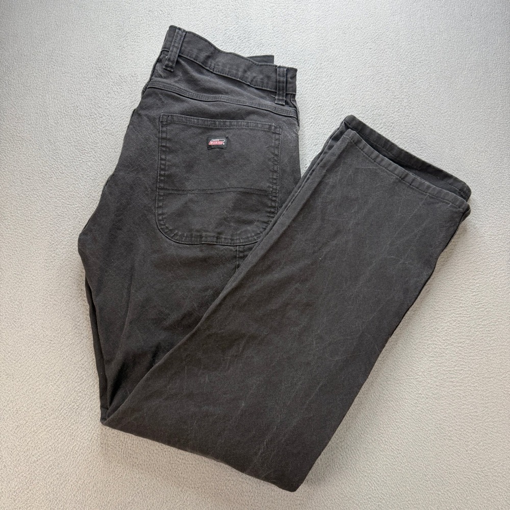 Genuine Dickies Carpenter Pants Mens 34x34 Black Cotton Stretch Utility Workwear - Picture 1 of 13